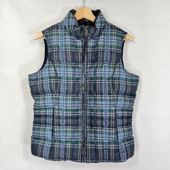 Eddie Bauer Vintage 90s Plaid Goose Down Full Zip Vest Med - Picture 1 of 5